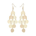 Bohemian Boho Filigree Leaf Chandelier Dangle Earrings for Women – Handcrafted Delicate – 14K Gold Plated – Lightweight - style: Gold - 5 Layered Circle Leaf Chandelier