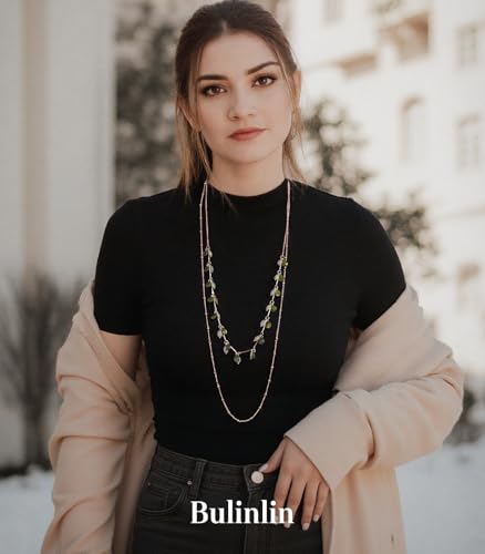 BULINLIN Layered Long Necklaces for Women Long Beaded Chain Necklace CostumeJewelry Mothers Day Gifts for Mom - color: Green