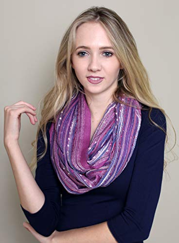 Anika Dali (15 Colors) Shimmer Sparkle Infinity Scarf, Women's Festival Bliss Lightweight Fashion Shawl - color: French Lilac