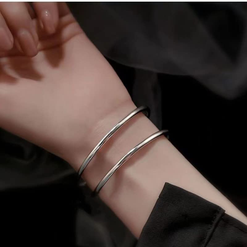Sterling Silver Bangle Bracelets for Women,Fashion Jewelry Simple Adjustable 925 Silver Cuff Bangles for Women Mom Wife Valentine Mothers Day Gift - color: style-3