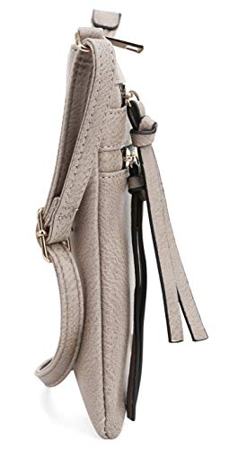 DELUXITY Crossbody Purse Bag Shoulder Bag Multi Pocket Zipper Purse - color: Taupe
