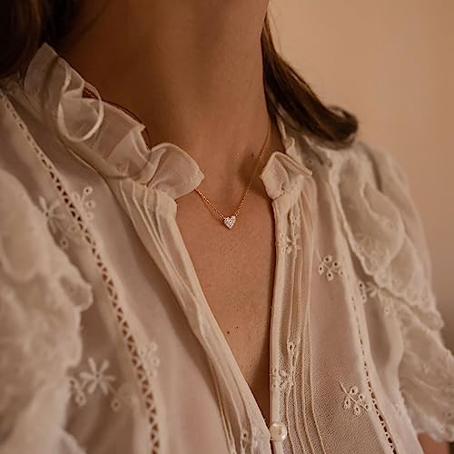 LLWOM Gold Necklace for Women-14k Gold Plated Infinity Necklace Star Of David Necklace Evil Eye Cross Pendants Heart Dainty Gold Necklace For Women - color: Gold, style: 19 Zircon Hearts