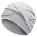 Women Knot Slouchy Beanie Chemo Hat Twist Stretch Cancer Head Wraps Sleep Head Scarf - color: Light Grey