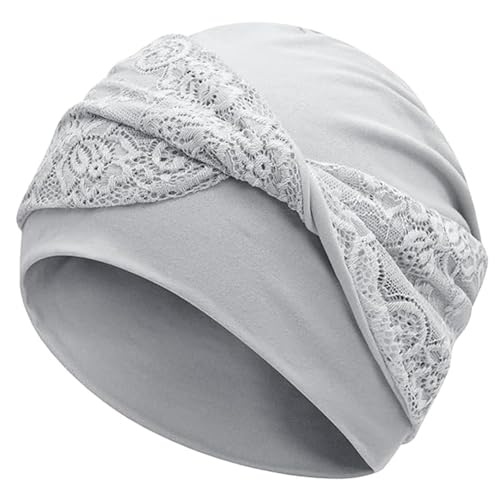 Women Knot Slouchy Beanie Chemo Hat Twist Stretch Cancer Head Wraps Sleep Head Scarf - color: Light Grey