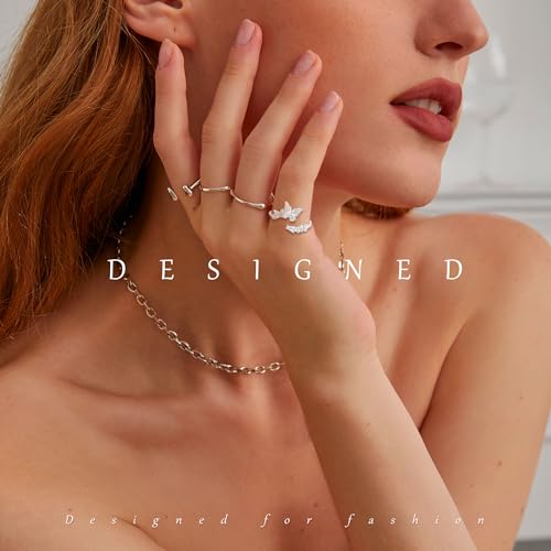 Rings for Women Butterfly Ring 925 Sterling Silver Rings Adjustable Promise Open Ring for Women Couple Wedding Engagement Jewelry Gifts - style: Butterfly