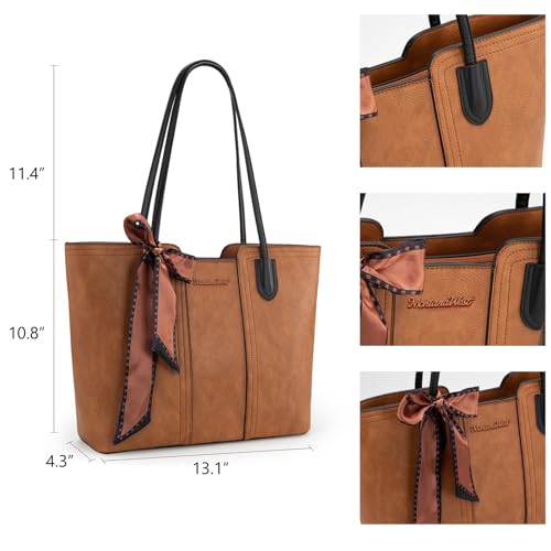 Montana West Tote Bags for Women Top Handle Satchel Purses - color: Amber Brown