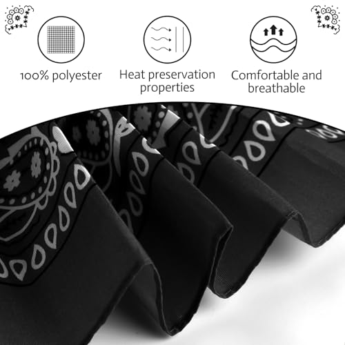 PLULON Bandanas for Men Women 4/12/24/30 Pack, Paisley Pattern Bandana Bulk Headbands Handkerchief Face Mask 100% Polyester - color: Black, Navy Blue, Gray, White