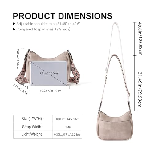 WJCD Women Crossbody Handbags Vegan Leather Shoulder Bag with Adjustable Strap - color: Grey