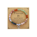 Zodiac Natural Stone Bracelet – Handmade Crystal Healing Bracelet with Zodiac Charm – Adjustable Beaded Jewelry Gift for Women Men Girls - color: Taurus