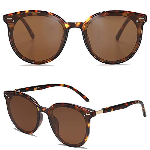 SOJOS Sunglasses Womens Trendy 2025 Classic Round Retro Vintage Shades Large Frame Sunnies SJ2067 - color: Dark Brown