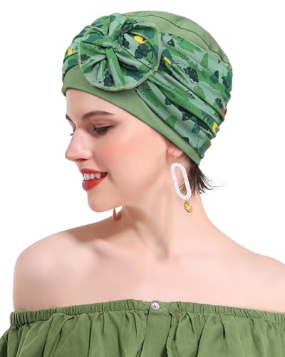 Chemo Headwear for Women Cancer Patients Lightweight Head Coverings for Hair Loss Seasonal - color: Green Green