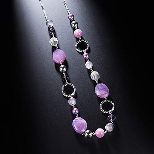 PEARL&CLUB Long Beaded Necklaces For Women - Sweater Chain Fashion Jewelry Necklace Gifts For Women - color: 23-Purple