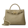 Woven Tote Bag Womens Purse: Vegan Leather Shoulder Handbags - Fashion Summer Beach Tote Bags - Large Travel Totes - color: A3 Medium Green