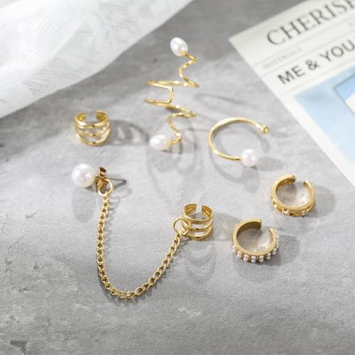 Ear Cuff Earrings for Women Chunky Ear Cuff Colourful Non Pierced Ear Cuff Non Piercing Clip On Cartilage Wrap Cuff Earrings Jewelry Gifts - color: 246Gold