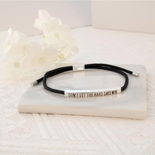 LINY Inspirational Gifts for Women Men, Dont Let The Hard Days Win Gifts, Motivational Inspirational Tube Bracelets Friendship Birthday Meaningful Gift for Friends Female - color: Dont Let-Tube Black+Silver