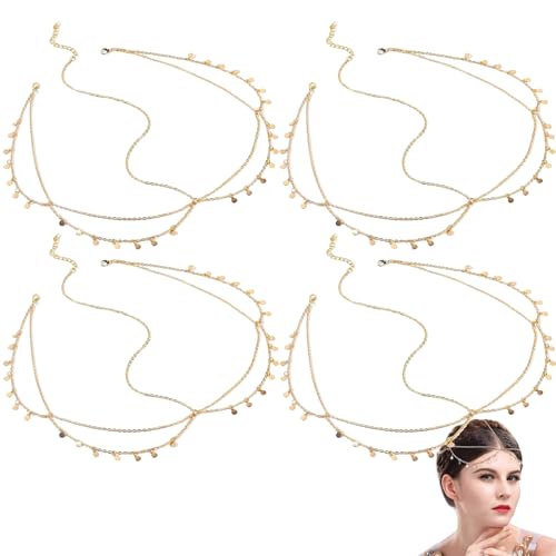 Boho Sequin Head Chain, Gold Sequins Head Chain Jewelry Elegant Exquisite Prom Headpiece Hair Chains
