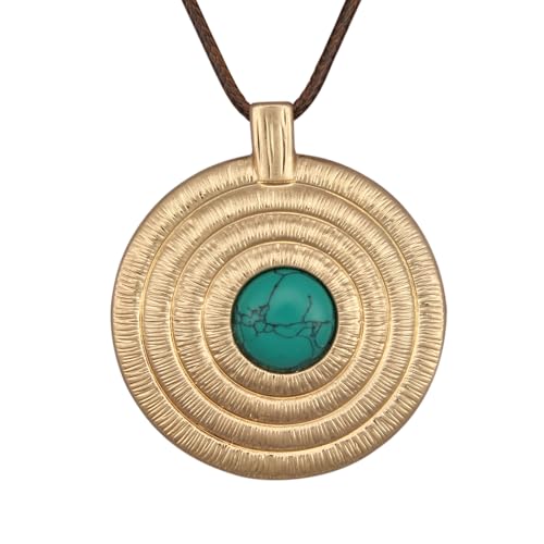 JAOYU Boho Necklace for Women Large Pendant Necklace Boho Long Choker Leather Gold Necklace Vintage Earthy Jewelry Trendy - style: Bohemian Style Necklace