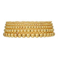 Gold Bracelets for Women 14K Gold Plated Beaded Non Tarnish Bracelets Stretch Bead Ball Bracelet Stack Set Jewelry for Gifts - color: A SET 5PC