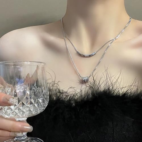 Gold Necklaces for Women Gifts - 14K Gold Plated Necklace for Women Necklaces for Her Tiny Fashion Jewelry for Teens，for Women Friends Jewelry Gifts，Necklace Gold Jewelry Birthday Gifts - style: Double layered diamond circle necklace