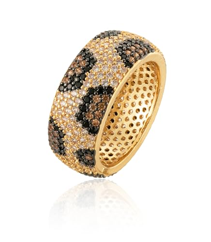 Gold Plated Leopard Ring for Women Leopard Cubic Zirconia Statement Rings for Women Men Christmas Wedding Birthday Jewelry - size: 7