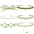 Nova&Aria Chokers Set For Women Heart Choker Necklaces Flower Pendant Velvet Cute Pink Turquoise Blue White Black Choker Necklace Christmas Colorful Lace Chokers - color: Green-A