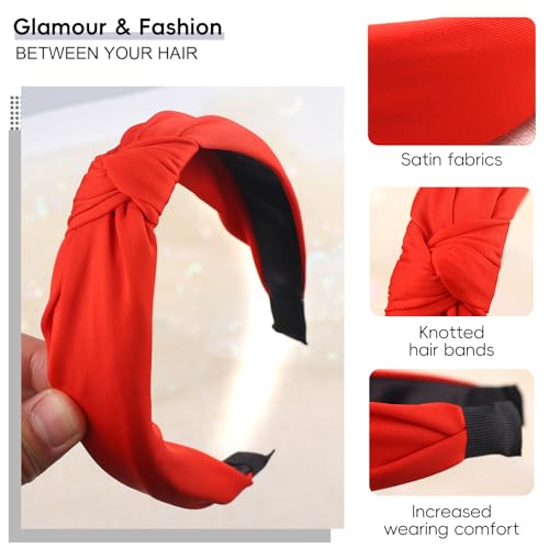 Red Headband Knotted Hair Bands Christmas Hair Accessories for Women Girls Wedding Xmas Party Favor Supplies - color: Red