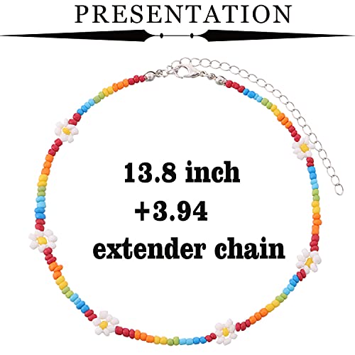 Beaded Choker Necklaces For Women Vsco Boho Handmade Flower Necklace Cherry Cute Necklace For Teen Girls Beach Necklace Set 6 Pieces - color: StyleA-02