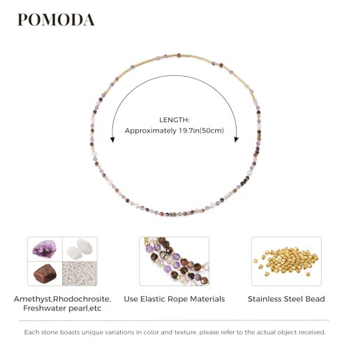 Beaded Bracelets for Women Small Blue Glass Beaded Stretchy Seed Bracelets Stackable Natural Gemstone Crystal 14K Gold Plated Beads Summer Boho Jewelry Gift - color: Amethys