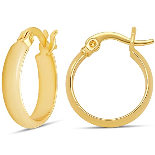 Amazon Essentials 14K Gold or Sterling Silver Plated Polished Dome Hoop - color: Yellow Gold, size: 15 mm