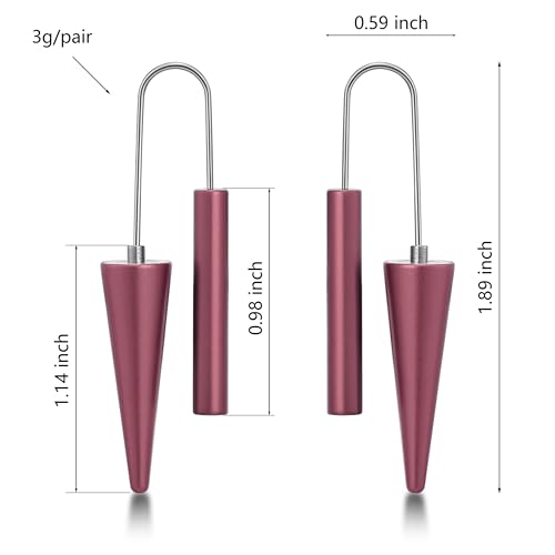 Trendy Dangle Earrings Set for Women, Colorful Aluminum Drop Earrings, 6 Pcs DIY Interchangeable Conical Beads, Lightweight Titanium Ear Hooks, Hypoallergenic and Not Easy To Fade - color: Wine red Red Purple
