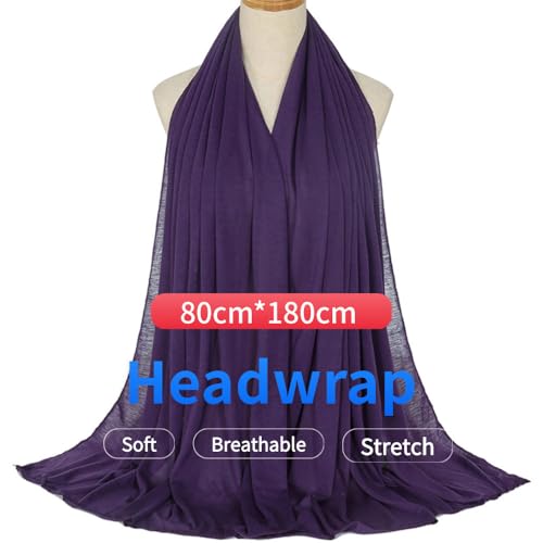 Harewom Head Wraps for Black Women Stretch Head Scarf Long African Hair Wraps Turban Headwraps Jersey Headbands - color: 1pcs -Blue-purple