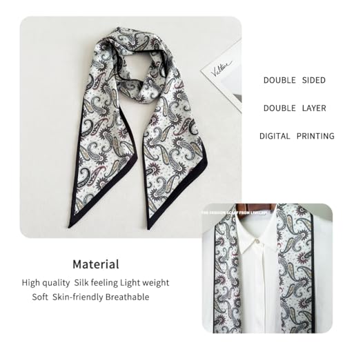 Hair Head Neck Bag Long Scarf Versatile Wrap for Women Soft & Lightweight for Everyday Chic - color: 118 Colorful Paisley 5.12 X 59 Inch