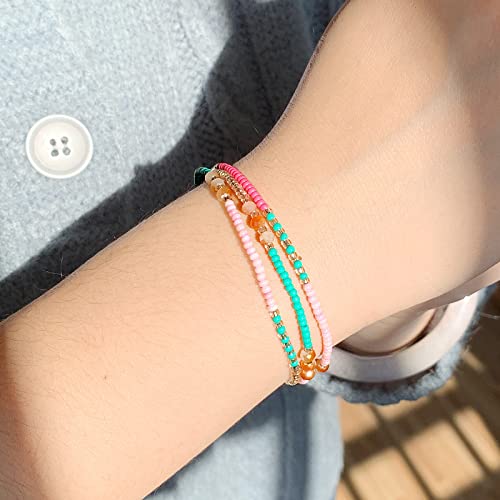 SUMMER LOVE Boho Bohemian Beaded Anklet Bracelets for Women Unique Colorful Pretty Beach Anklet,Handmade - color: Color 2#