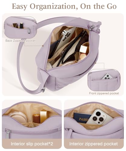 Pritent Crossbody Bags for Women, Lightweight Puffer Travel Cross Body Purse, Mini Shoulder Handbag Used for Daily Gym Hiking - color: Violet