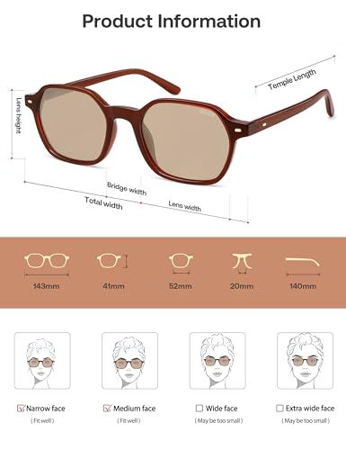SOJOS Retro Square Polarized Sunglasses Womens Men Trendy 70s Thin Slim Shades Sunnies SJ2674 - color: Brown Frame Brown Lens
