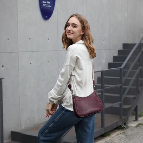 APHISON Trendy Leather Crossbody Purse with Adjustable Strap, Women's Shoulder Handbag - color: 07-grape