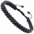 MASSIVE BEADS Double Layer Natural Chakra Healing Power Crystals Macrame Bracelet Yoga Stone Beads Gemstone Meditation Relax Anxiety Bangle for Unisex Women Men - color: Black Onyx, size: 4mm