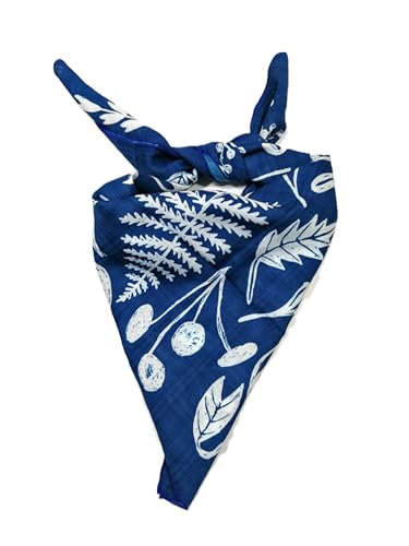 Shanlin Unisex Floral Cotton Square Scarf Bandanas 22x22 inch - color: Leafpatterns-blue