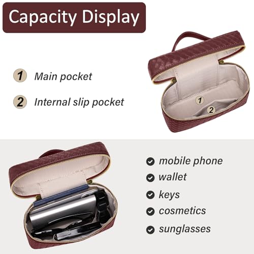 Trendy Shoulder Bags for Women Mini L19 Square Box Satchel Bag Cute PU Leather Crossbody Purse with Adjustable Strap - color: Burgundy