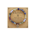 Zodiac Natural Stone Bracelet – Handmade Crystal Healing Bracelet with Zodiac Charm – Adjustable Beaded Jewelry Gift for Women Men Girls - color: Gemini