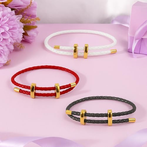 Adjustable Leather Bracelets, Leather Wrap Bracelets Leathers Cuff Bracelet Leathers Wristband for Women for DIY Craft Jewelry Making - style: Single-layer