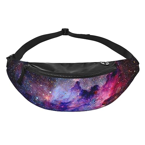 Nebula Galaxy Space Fashion Casual Fanny Pack Waist Bag Men Women Adjustable Belt Waist Bag For Travel Hiking Cycling Running Festival Carnival - color: Black9