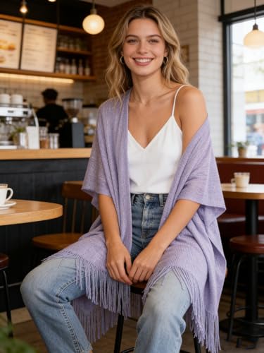 Sparkle Metallic Evening Shawls for Women formal Party Dresses Beach Travel Cardigan Shawl Wrap for Swimsuit - color: S-lilac