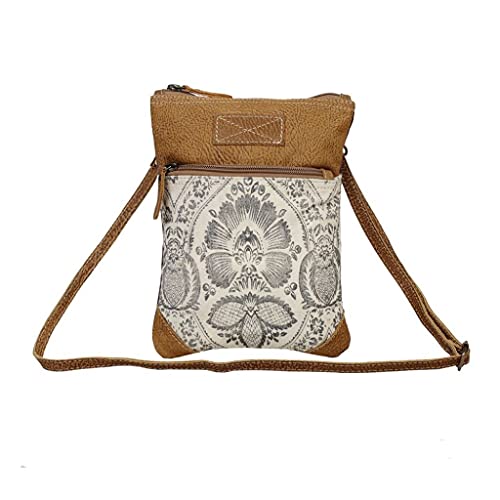 Myra Bag Floral Purses for Women - Genuine Leather and Canvas Floral Purse with Flower Print, Flower Handbags for Women - style: Soul Searcher Crossbody Bag