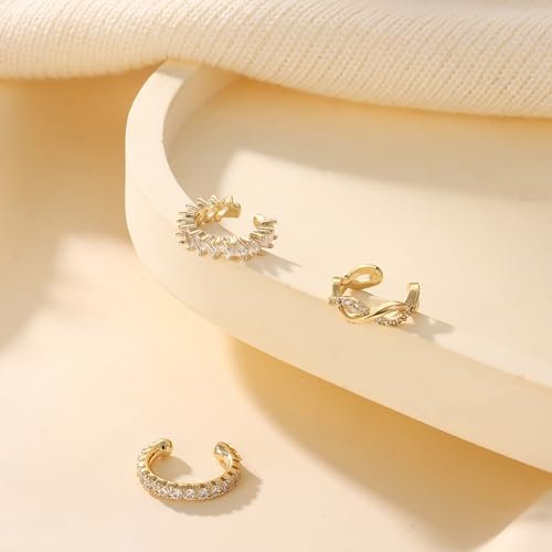 Dochais Ear Cuffs Non-Piercing Earrings for Women Cute Small Clip-On Cartilage Earring 14k Gold Plated Dainty Fake Piercings Earings - style: G1