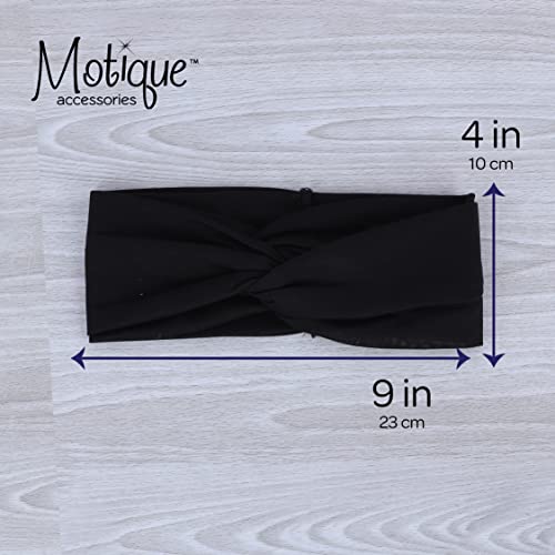 Motique Accessories Black Solid Twist Turband Headwrap Hair Band for Women - color: Pitch Black
