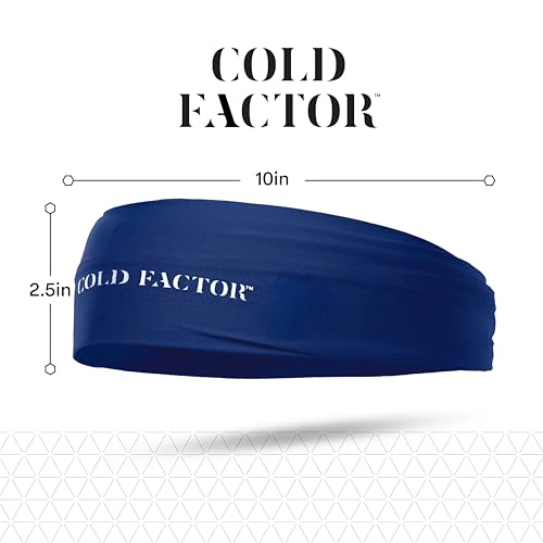 COLD FACTOR Cooling Headband for Women and Men – UPF 50+ Advanced Evaporative Comfort, Instant Cooling Sweatband for Outdoor Sports, Fitness, Yoga, Hiking, Running, and Workout - color: Navy Blue