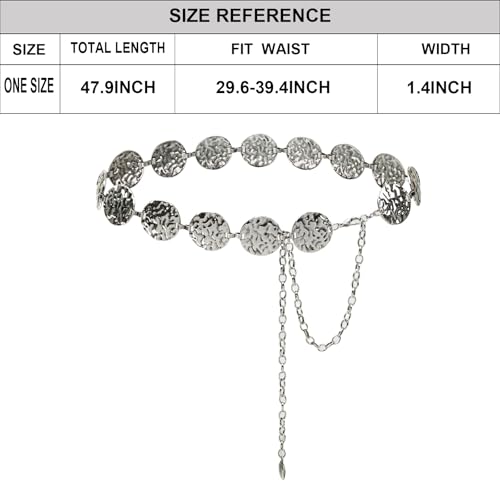 Luvatar Fashion Metal Waist Chain Belt Blouse Dress Sweater Chain Belt… - color: Silver-F66