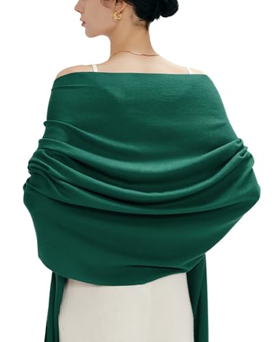 maamgic Women's Winter Scarf Soft Warm Scarf for Women Cozy Shawl Wraps for Women Lightweight Pashmina Style Wrap - color: Solid Dark Green