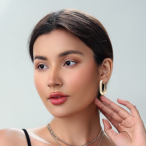 HILXURY Gold Chunky Hoop Earrings Set for Women, 14K Gold Plated Twisted Huggie Hoop Earring Hypoallergenic, Thick Open Hoops Set Lightweight - color: 9 Gold hoops